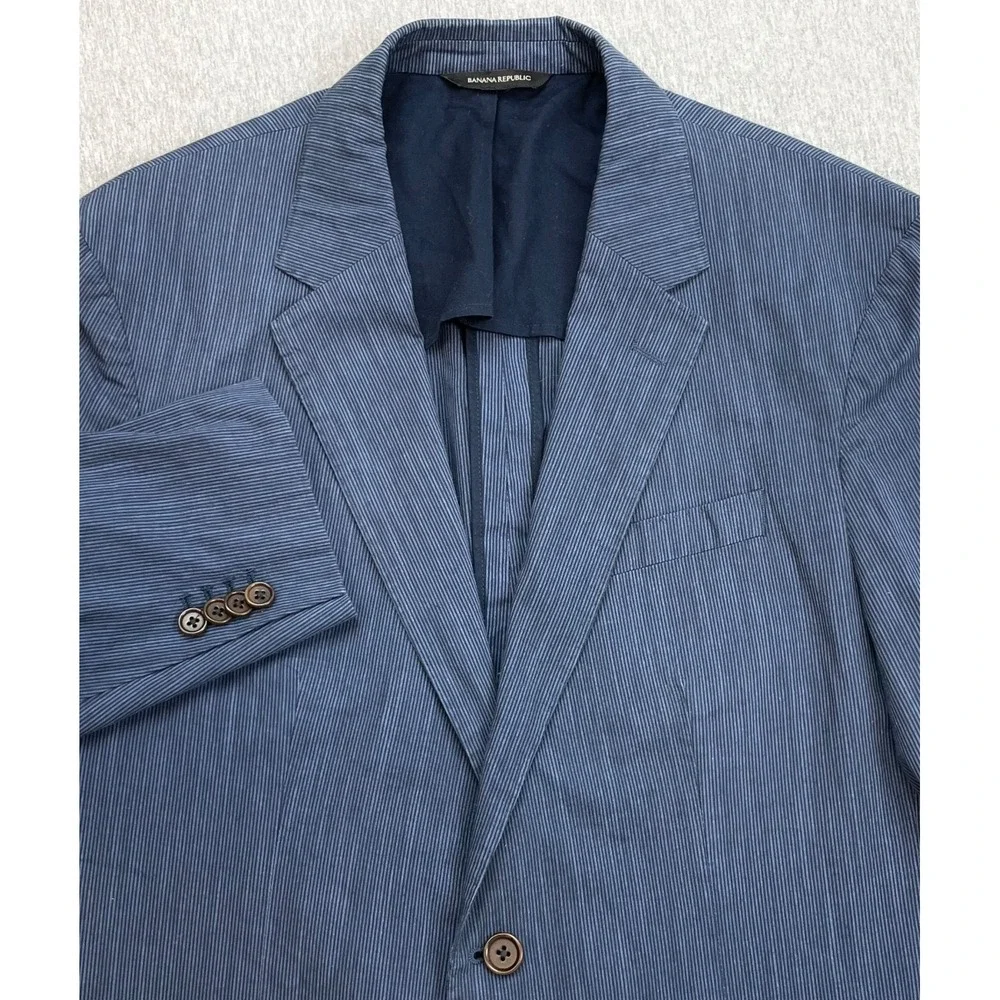 Banana Republic Blazer Mens 42R Striped Cotton Blend Stretch Slim 2-Button